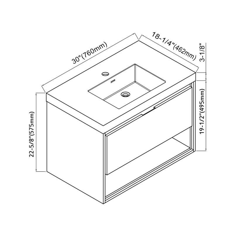 Wrought Studio Thynes 30'' Wall Mounted Single Bathroom Vanity with